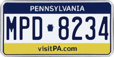 PA license plate MPD8234