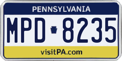 PA license plate MPD8235