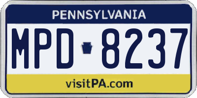 PA license plate MPD8237