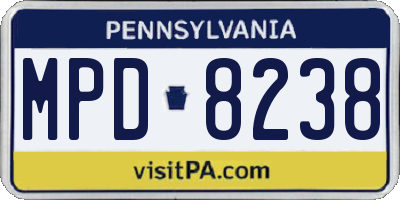 PA license plate MPD8238