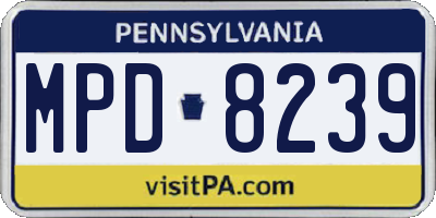 PA license plate MPD8239