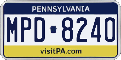 PA license plate MPD8240