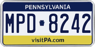 PA license plate MPD8242