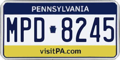 PA license plate MPD8245