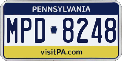 PA license plate MPD8248