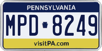PA license plate MPD8249