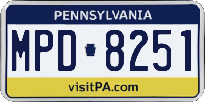 PA license plate MPD8251
