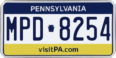 PA license plate MPD8254