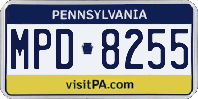 PA license plate MPD8255