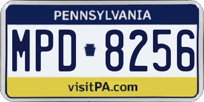 PA license plate MPD8256