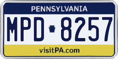 PA license plate MPD8257