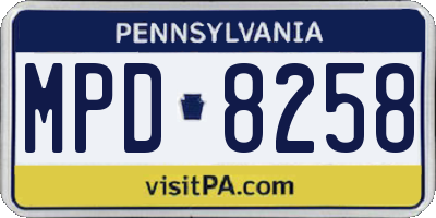 PA license plate MPD8258