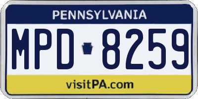 PA license plate MPD8259