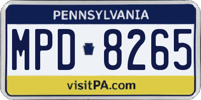 PA license plate MPD8265