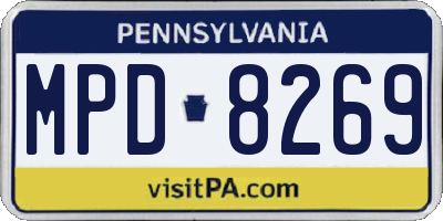 PA license plate MPD8269