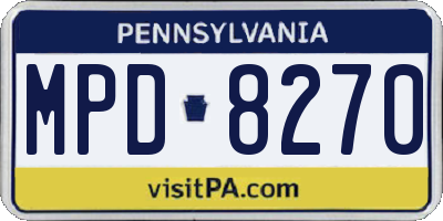 PA license plate MPD8270