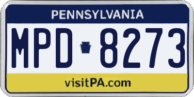 PA license plate MPD8273