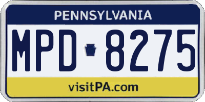 PA license plate MPD8275