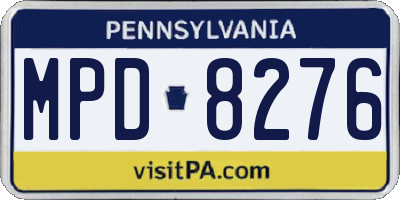 PA license plate MPD8276