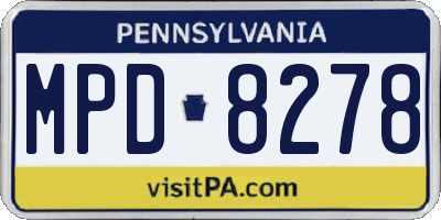 PA license plate MPD8278