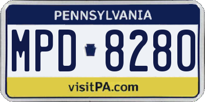PA license plate MPD8280