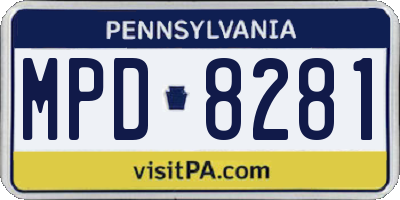 PA license plate MPD8281