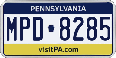 PA license plate MPD8285