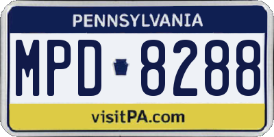 PA license plate MPD8288