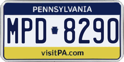 PA license plate MPD8290