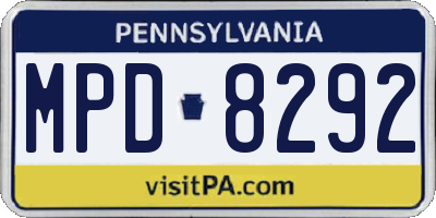 PA license plate MPD8292