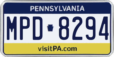 PA license plate MPD8294