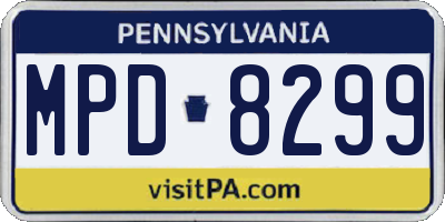 PA license plate MPD8299
