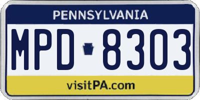 PA license plate MPD8303