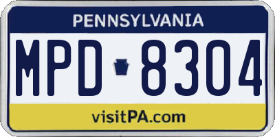 PA license plate MPD8304