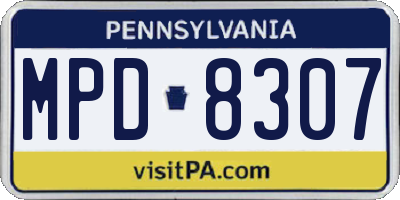 PA license plate MPD8307