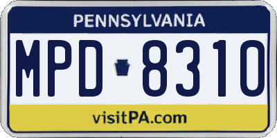PA license plate MPD8310