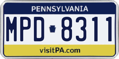 PA license plate MPD8311