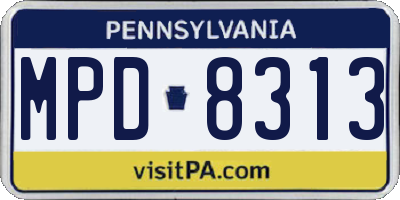 PA license plate MPD8313