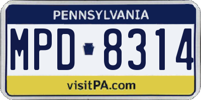 PA license plate MPD8314