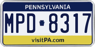 PA license plate MPD8317