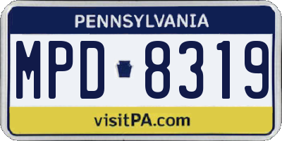 PA license plate MPD8319