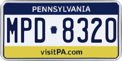 PA license plate MPD8320