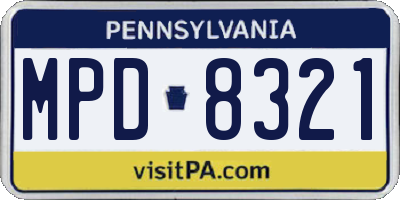 PA license plate MPD8321