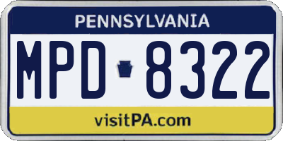 PA license plate MPD8322