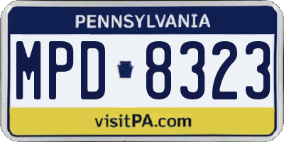 PA license plate MPD8323
