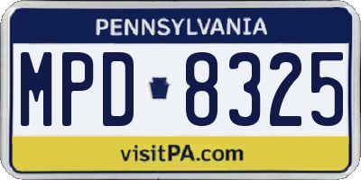 PA license plate MPD8325