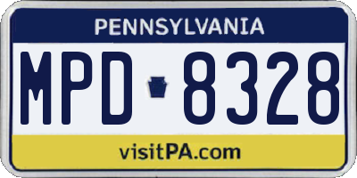 PA license plate MPD8328