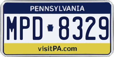 PA license plate MPD8329