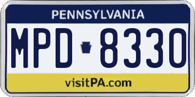 PA license plate MPD8330