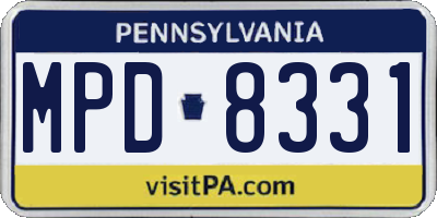 PA license plate MPD8331